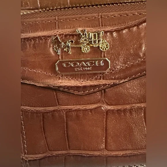 Authentic Coach Vintage Toffee Croc Embossed Wallet! NWT - Picture 5 of 5